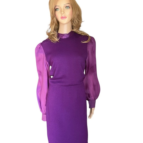 Vintage St. John By Marie Gray
Sz. 6-8 Purple Long Sleeve Mid Length Knit Dress - Picture 15 of 15